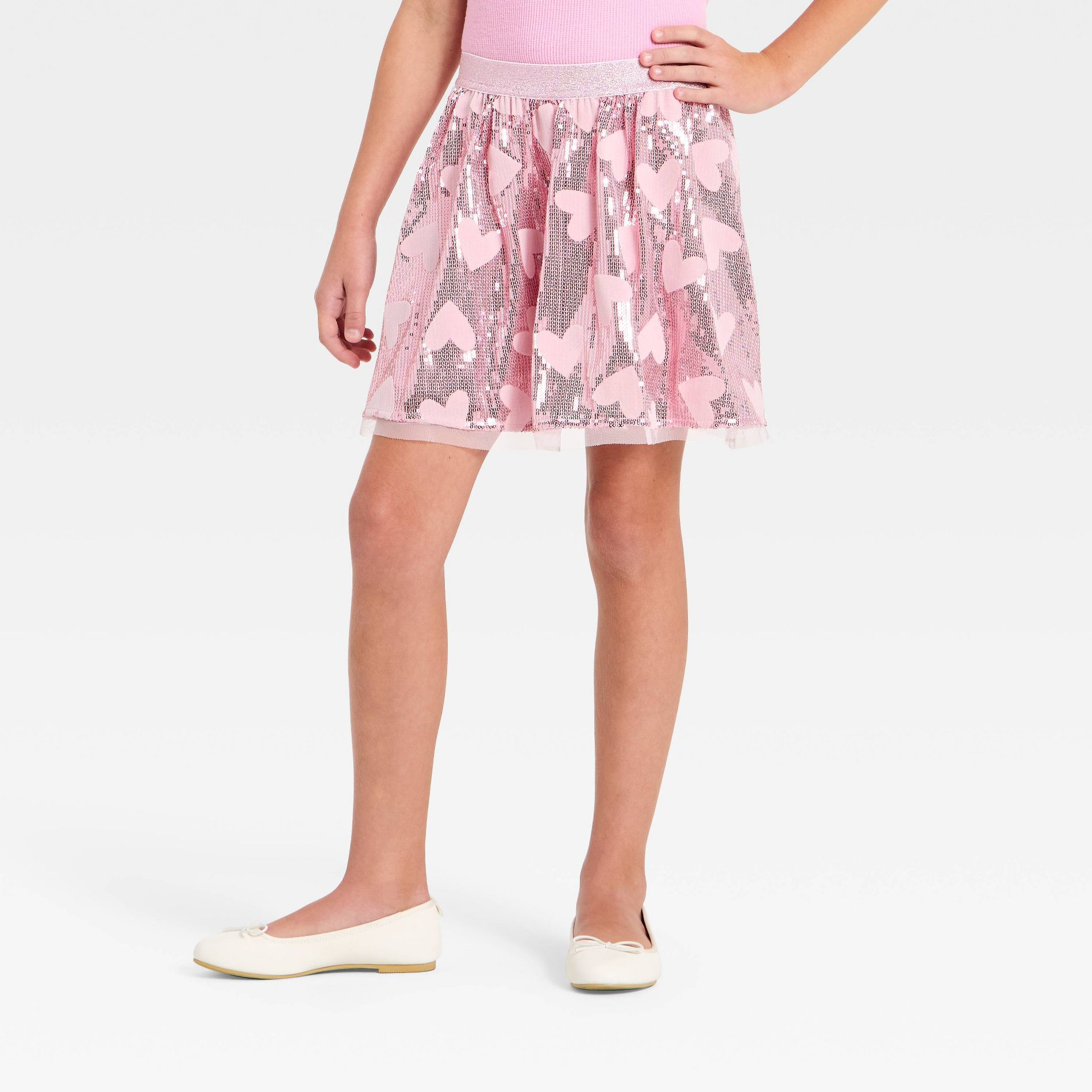 Girls' Valentine's Day Sequin Heart Skirt - Cat & Jack™ Pink