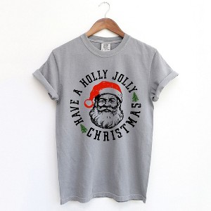 Simply Sage Market Women's Holly Jolly Santa Short Sleeve Garment Dyed Tee - 1 of 2