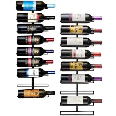 Sorbus Wall Mount Wine Rack 18 Level Wine Rack Wall Mounted for Wine Bottles Liquor Champagne Black Metal Wine Bottle Holder for Home Bar