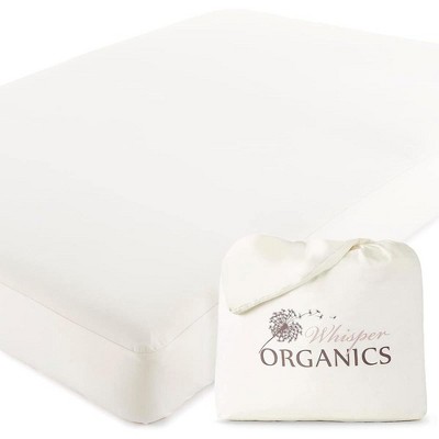 Whisper Organics, 100% Organic Waterproof Pique Textured Mattress Protector, GOTS Certified Cotton for Accident Protection, White Color
