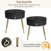 NicBex Modern Round Coffee Table Set with Storage Drawers,Fluted Side Tables with Faux Marple Top,Center Table for Living Room - 4 of 4