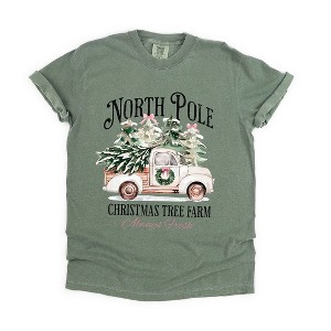 Simply Sage Market Women's North Pole Tree Farm Short Sleeve Garment Dyed Tee - 1 of 4