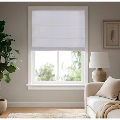 Dsvimoy Curtain Panel Cordless Roman Shade Galen Matte Fabric for Modern Home Decor, White, 5.96"*9.25"*8.07"