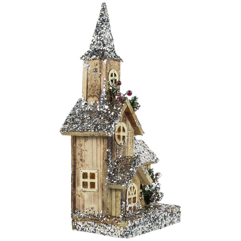 Northlight 17" LED Lighted Rustic Church Wooden Christmas Table Decoration, 3 of 8