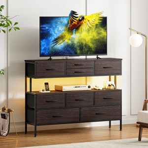 WOWLIVE 9 Dresser TV Stand with Charging Station and LED Lights, Entertainment Center for Living Room Bedroom - 1 of 4