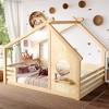 Twin/Full Montessori Bed Frame House Floor Bed, Platform Bed with Window, Built-in Shelf & House-Shaped Roof - ModernLuxe - 3 of 4