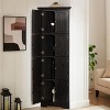 Sapphtopaz Modern Corner Bathroom 4-Tier Cabinet with 8 Doors Farmhouse Pantry Cabinet Bookshelf Cabinet with Shelves Storage for Living Room - 3 of 4