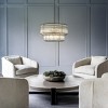 ALOADECOR Modern Glam Glass Drum Chandelier Contemporary Hanging Light For Living Room Entryway Bedroom - 4 of 4