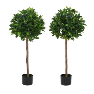 NicBex Artificial Boxwood Topiary Set of 2 in Pots Double Ball Classic Entryway Trees, Pre-Potted No Assembly Faux Plants with Bendable Stems - 1 of 4