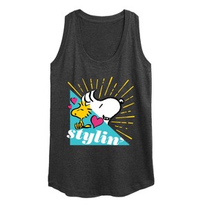 Women's - Peanuts - Snoopy Woodstock Stylin Graphic Racerback Tank - 1 of 4