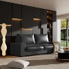Elegant Faux Leather Sofa with Side Pockets and Comfortable Cushions - 2 of 2
