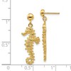 Black Bow Jewelry Large Textured Seahorse Dangle Post Earrings in 14k Yellow Gold - 3 of 4