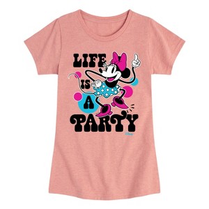 Girls' - Disney - Minnie Mouse Life Is A Party Fitted Short Sleeve Graphic T-Shirt - 1 of 4