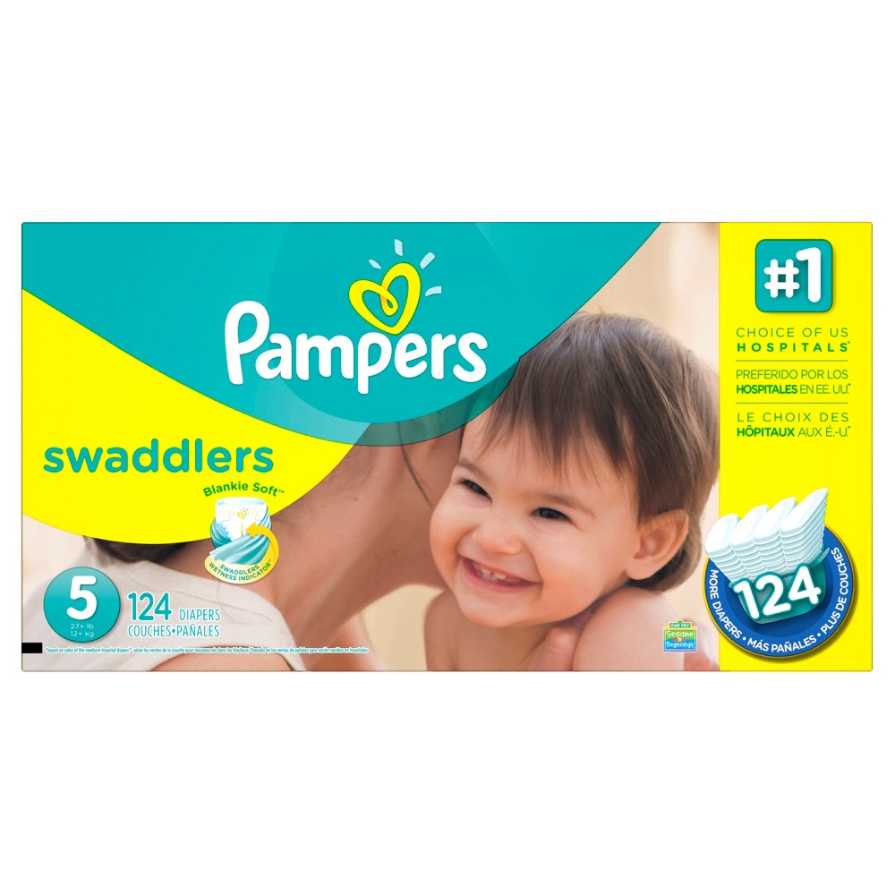 UPC 037000863861 product image for Pampers Swaddlers Diapers Economy Plus Pack Size 5 (124 Count) | upcitemdb.com