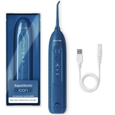 AquaSonic Icon Electric Water Flosser - Rechargeable, Included Jet Tip, Charging Cord, Home & Travel Use