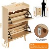 Acekool Rattan Shoe Cabinet - Slim Entry Organizer Holds 15+ Pairs, 2 Doors & Shelf for Hallway, Bedroom, White & Natural - 2 of 4
