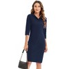 Coolmee Women Casual Midi Bodycorn Dress Quarter Button Neck 3/4  long Sleeve Slim Pullover Hoodie Dress - 3 of 4