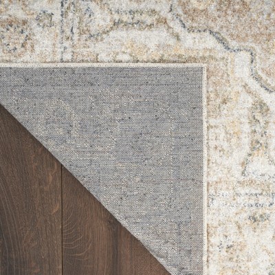 Beige Medallion Power-Loomed Washable Rectangular Area Rug