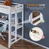 VINGLI Twin Loft Bed with L-Shaped Desk and 3 Storage Drawers, Solid Wood Single Bunk Gamer Bed with LED Light Underneath,2 Charging Stations, White - 4 of 4