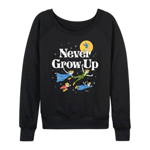 Women's - Disney - Peter Pan Lightweight French Terry Wide Neck Long Sleeve Graphic Shirt - 1 of 4