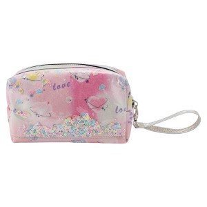 Unique Bargains Women's Durable Portable Heart Sequin Makeup Bag 1 Pc - 1 of 3