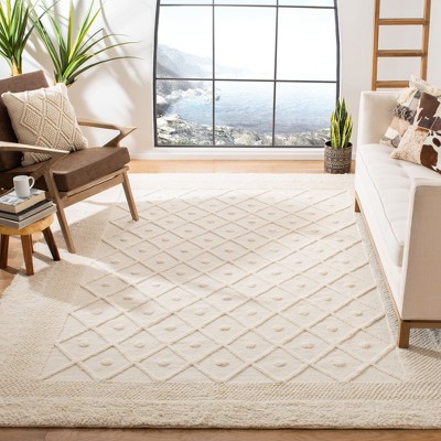 Ivory Hand-Knotted Wool 5' x 7' Rectangular Rug