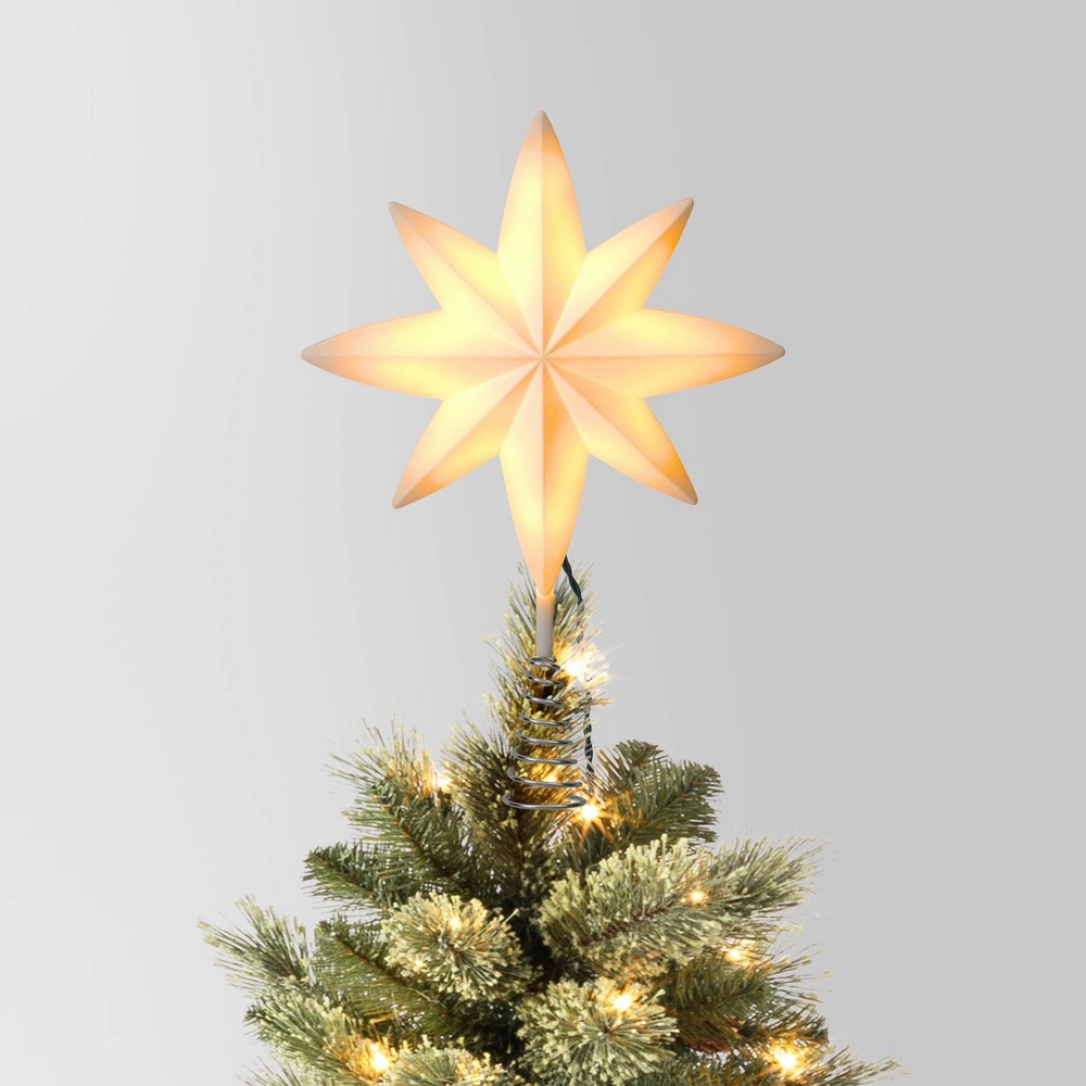 13" Pre-lit Frosted 8-Point Star Christmas Tree Topper - Wondershop™