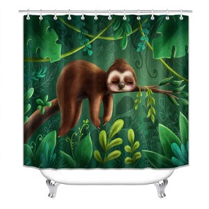 Cute Sleeping Sloth Shower Curtains for Bathroom Waterproof Fabric Bath Curtain Durable Soft Stylish Bathroom Decor 72x72 Inch - 1 of 1