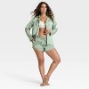 Women's Satin Notch Collar Long Sleeve Shirt and Shorts Pajama Set - Auden™ - 3 of 4