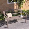 Resenkos Garden Bench, Patio Bench,50" Outdoor Bench, Metal Garden Bench with Floral Pattern Backrest, Porch Bench, Brown Brown, Black - 4 of 4