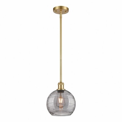 Athens Deco Swirl - 1 Light Stem Hung Mini Pendant In Industrial Style-10 Inches Tall and 8 Inches Wide