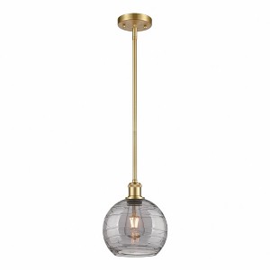 Athens Deco Swirl - 1 Light Stem Hung Mini Pendant In Industrial Style-10 Inches Tall and 8 Inches Wide - 1 of 1