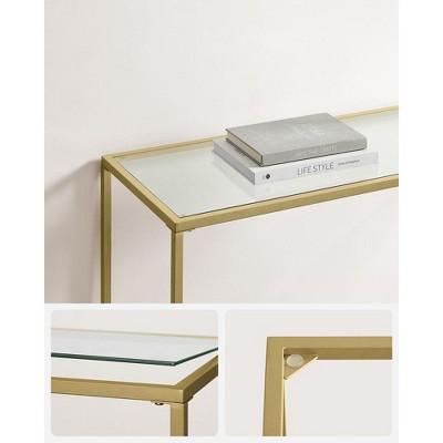 Gold Metal Frame Console Table with Tempered Glass Top