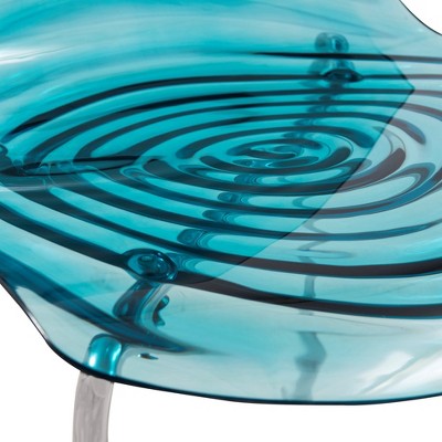 Astor High Transparent Blue Metal Side Chair with Water-Drop Design