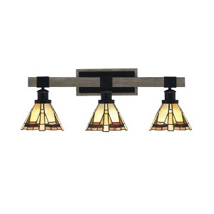 Toltec Lighting Tacoma 3 - Light Vanity in  Black/Painted Wood with 7" Zion Art Glass Shade - 1 of 1