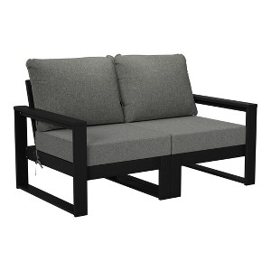 WestinTrends Montara Outdoor HDPE All-Weather Modern Patio Loveseat with Waterproof Cushions - 1 of 4
