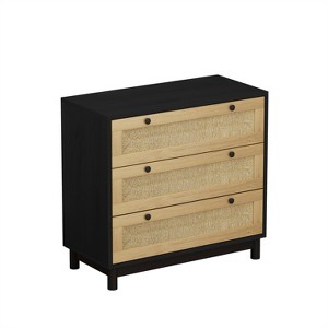 Maliang 31.50x31.5x30.12" 3-Drawers Rattan Storage Cabinet for Living Room - 1 of 4