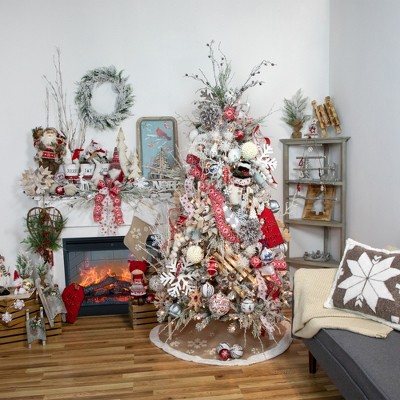 Mini Heavily Flocked Pine Christmas Tree with Burlap Base
