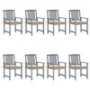 vidaXL 8-Piece Patio Chairs Set with Cushions in Beige and Gray - Solid Acacia Wood Outdoor Furniture - Weather-Resistant and Easy to Clean - 2 of 4