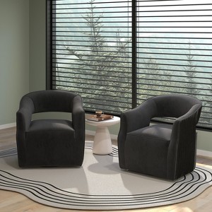 SEYNAR Modern Glam Velvet 360 Degree Swivel Open-Back Accent Armchair Set of 2 - 1 of 4