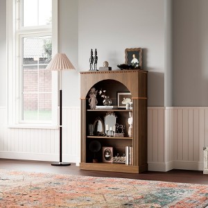 Bellemave 3-Tier Arched Open Bookshelf with Decorative Beaded Trim
