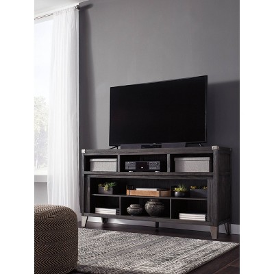 Transitional 65'' Gray TV Stand with Fireplace Cabinet