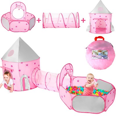 Skirfy 3pc Toddler Pop up Kids Play Tent with Tunnel and Ball Pit for Boys, Girls and Toddlers, Indoor& Outdoor Play House, Perfect Kid's Gifts