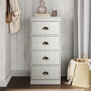 Heynemo Fluted 4 Drawer Dresser, Wood Closet Dresser, White Chest of Drawers, Modern Dresser Organizer for Bedroom, Living Room, White - 1 of 4