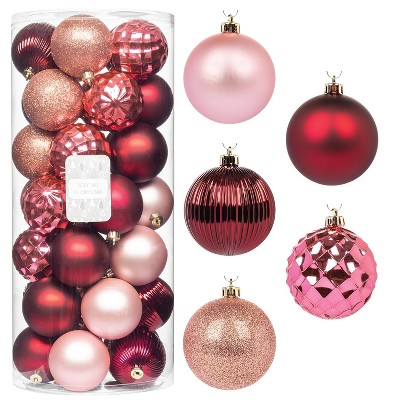 Every Day is Christmas 35ct 2.76"/70mm Shatterproof Round Christmas Tree Ornament Set, Merry Christmas Balls Ornaments with Hooks