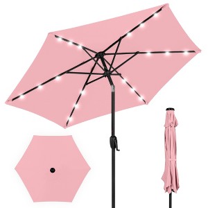 Best Choice Products 7.5ft Outdoor Solar Patio Umbrella for Deck, Pool w/ Tilt, Crank, LED Lights - 1 of 4
