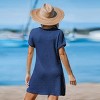 Women's Ivory/Khaki/Green/Blue Notched Neck Short Sleeve Cover-Up Dress - Cupshe - 4 of 4