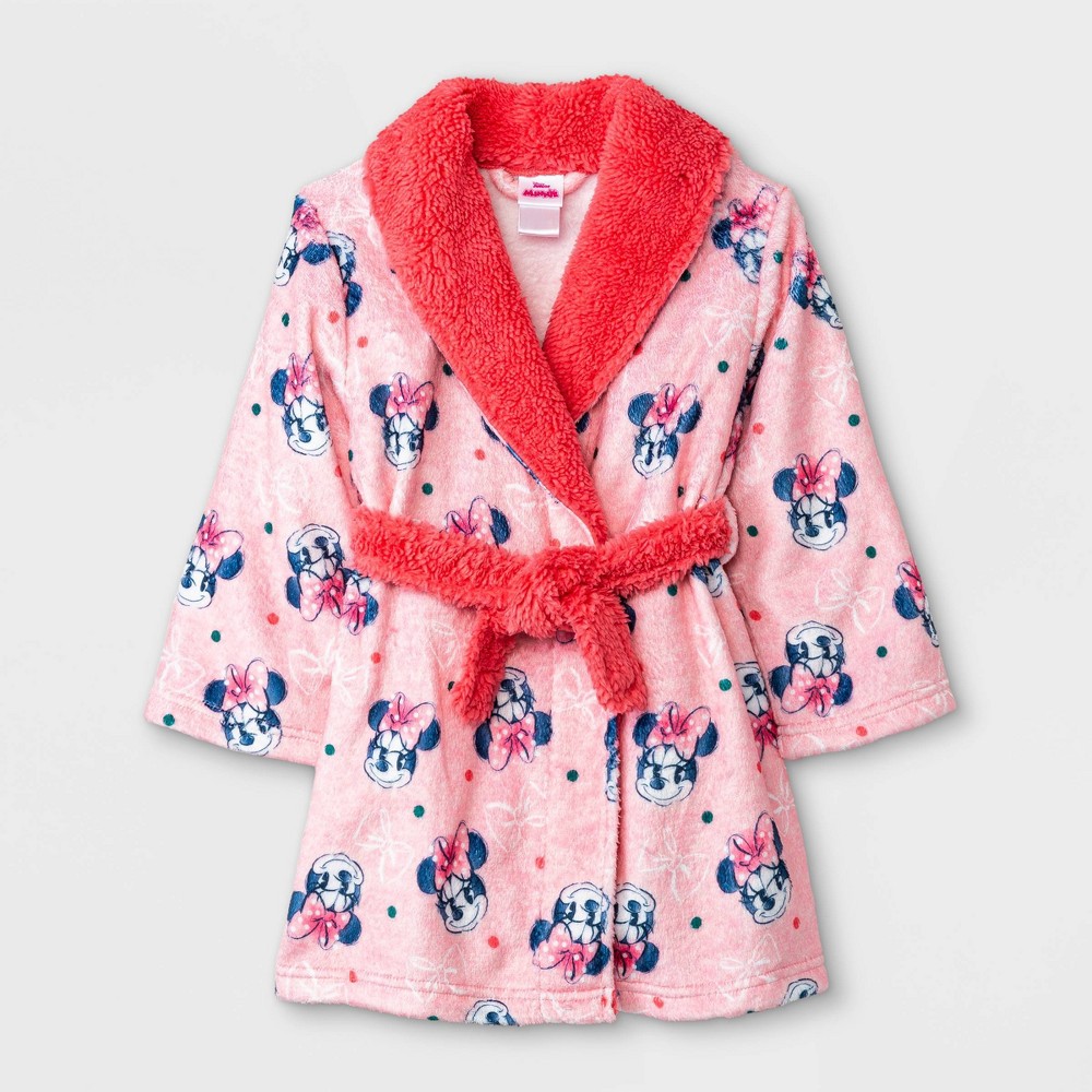 size 4t-5t Toddler Girls' Minnie Mouse Robe - Pink 