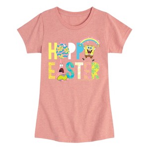 Girls' - SpongeBob Squarepants - Hoppy Easter Icons Fitted Short Sleeve Graphic T-Shirt - 1 of 4