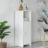 Basicwise Wooden Home Tall Freestanding Bathroom Vanity linen Tower Organizer Cabinet, White - 2 of 4